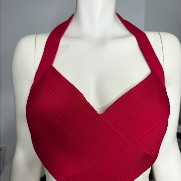 BCBGMaxAzria Red Pleated Cutout Mini Party Dress Size Medium - Picture 8 of 14